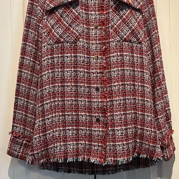 C&A Red Multicoloured Tweed European Jacket Shacket Size‎ EU 36 US M/L - Picture 5 of 16